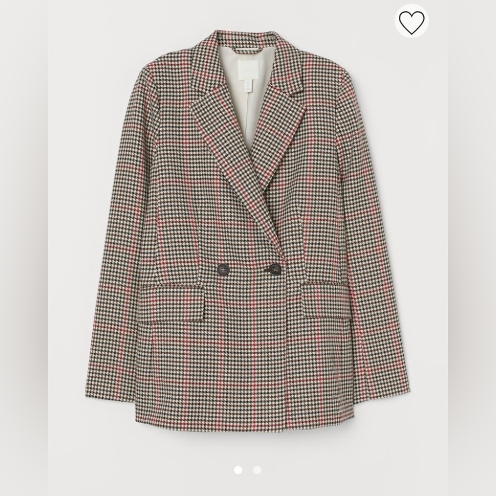 H&M double-breasted blazer. Beige/checked. Size 2. New with tags.
